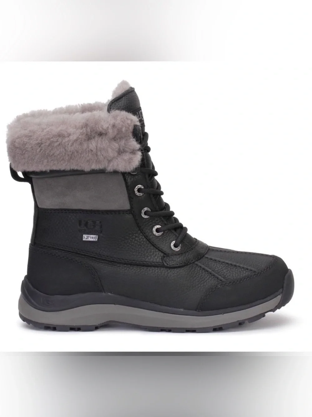 UGG Women's Black and Gray Shearling-Lined Winter Boots - Size 6.5